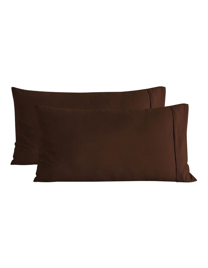 Dreamaker Superfine Washed Microfibre King Pillowcase Twin Pack - Chocolate image 6