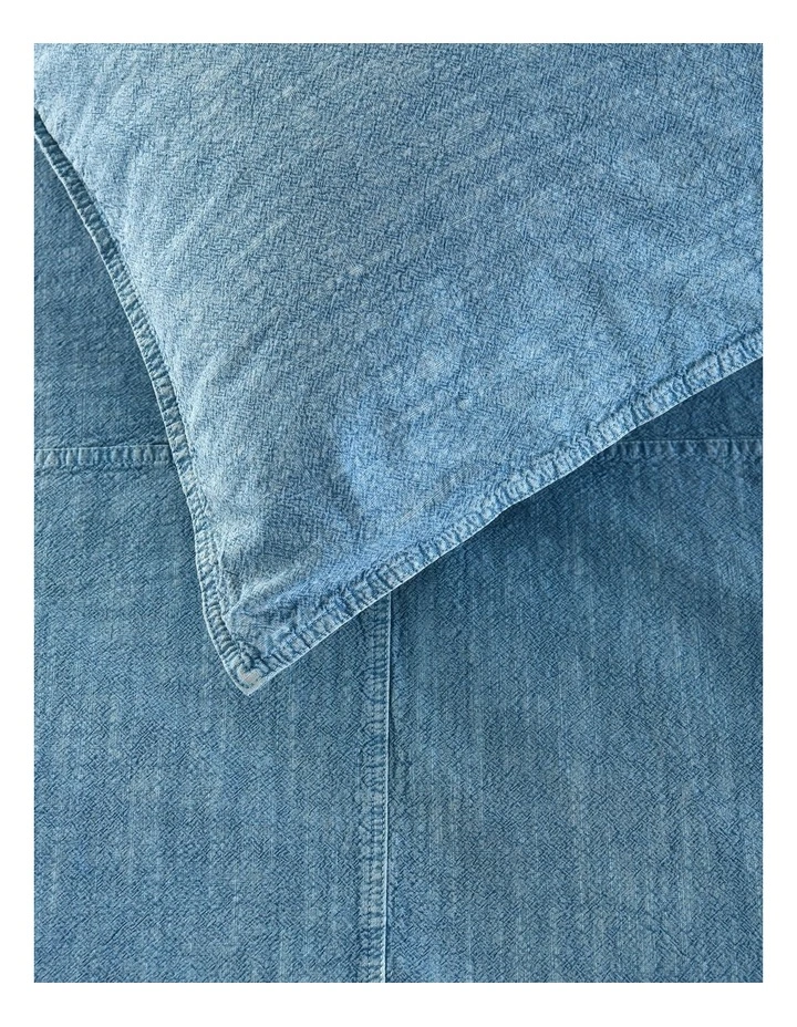 Dreamaker Ryder Denim Style European Pillowcase Mid Wash Indigo Blue Twin Pack image 3