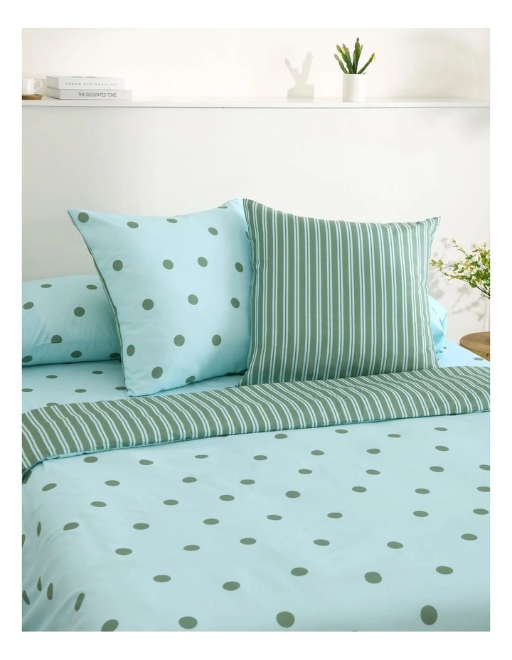 Dreamaker Pippa Reversible European Pillowcase Twin Pack Sky/Green image 2