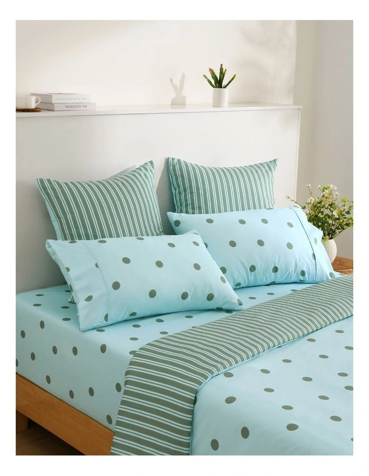 Dreamaker Pippa Reversible European Pillowcase Twin Pack Sky/Green image 4