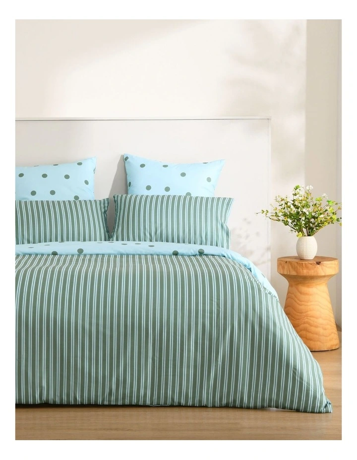 Dreamaker Pippa Reversible European Pillowcase Twin Pack Sky/Green image 5
