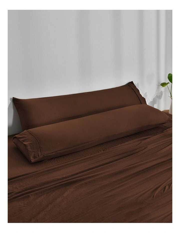 Dreamaker Superfine Washed Microfibre Body Pillowcase Twin Pack - Chocolate image 1