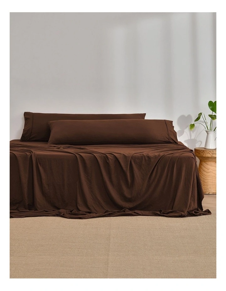 Dreamaker Superfine Washed Microfibre Body Pillowcase Twin Pack - Chocolate image 2