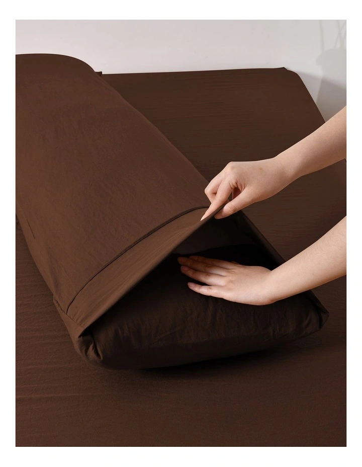 Dreamaker Superfine Washed Microfibre Body Pillowcase Twin Pack - Chocolate image 4
