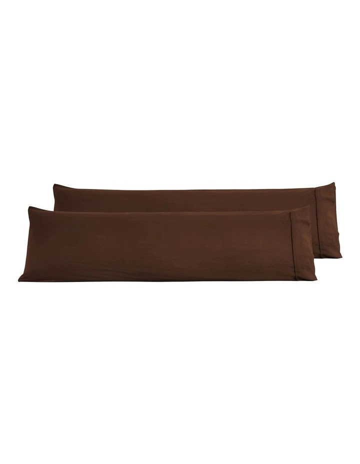 Dreamaker Superfine Washed Microfibre Body Pillowcase Twin Pack - Chocolate image 5
