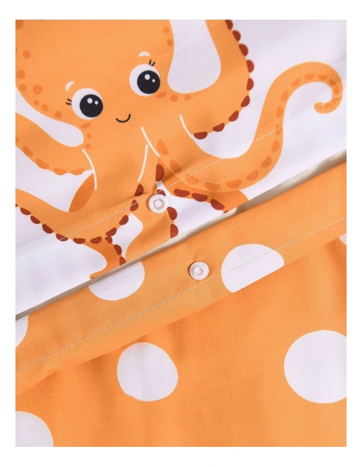 Jack & Ava Ollie the Octopus Kids Reversible Quilt Cover Set in Orange image 6