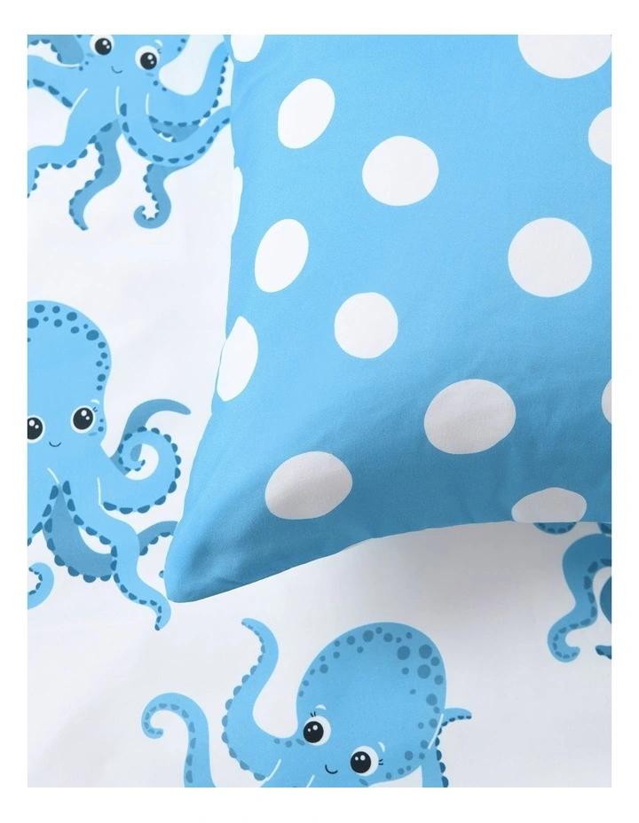 Jack & Ava Ollie the Octopus Kids Reversible Quilt Cover Set in Blue image 5
