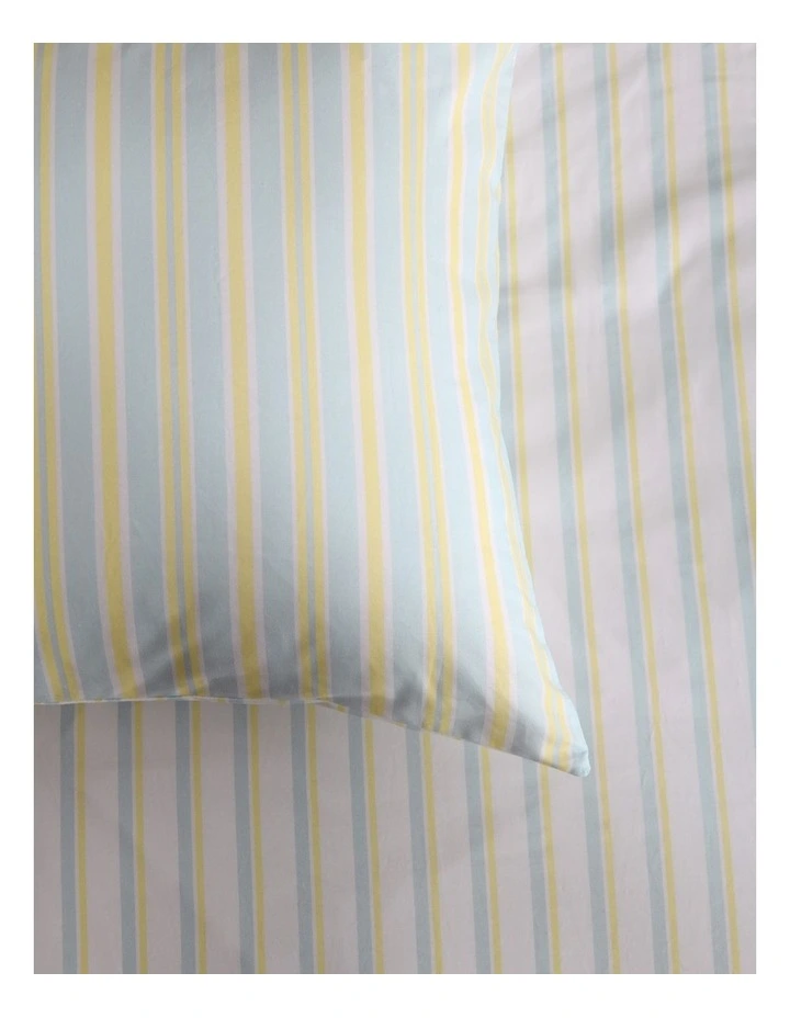 Dreamaker Axel Stripes Cotton Percale Reversible Quilt Cover Set in Sky / Citron image 4