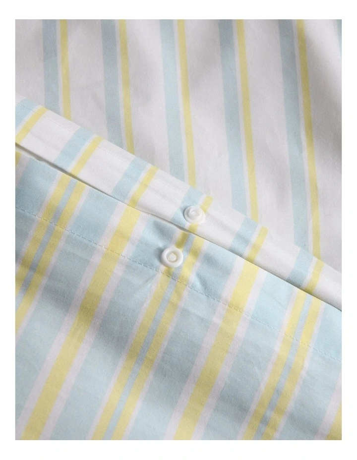 Dreamaker Axel Stripes Cotton Percale Reversible Quilt Cover Set in Sky / Citron image 5