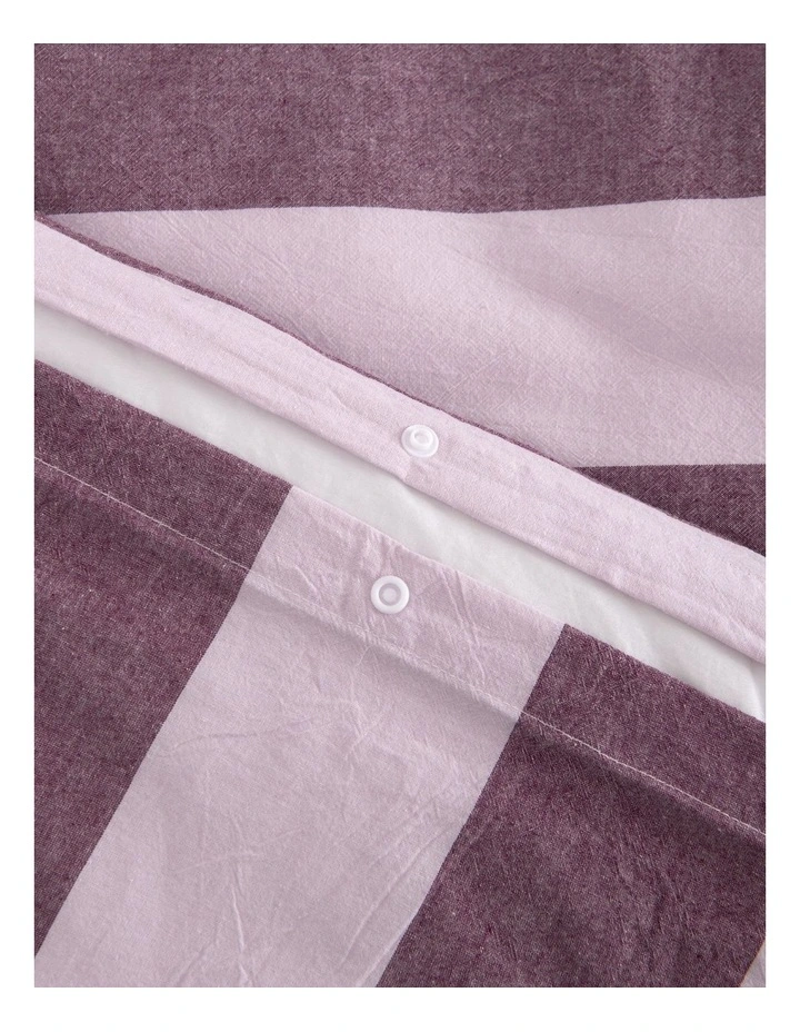 Dreamaker Bowie Washed Cotton Yarn Dyed Stripe Quilt Cover Set in Mauve/Cherry image 5