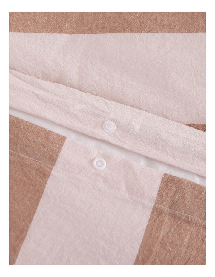 Dreamaker Bowie Washed Cotton Yarn Dyed Stripe Quilt Cover Set in Pink/Caramel image 5