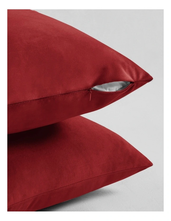 GIOIA CASA Velvet European Pillowcases in Red 2 Pack image 2