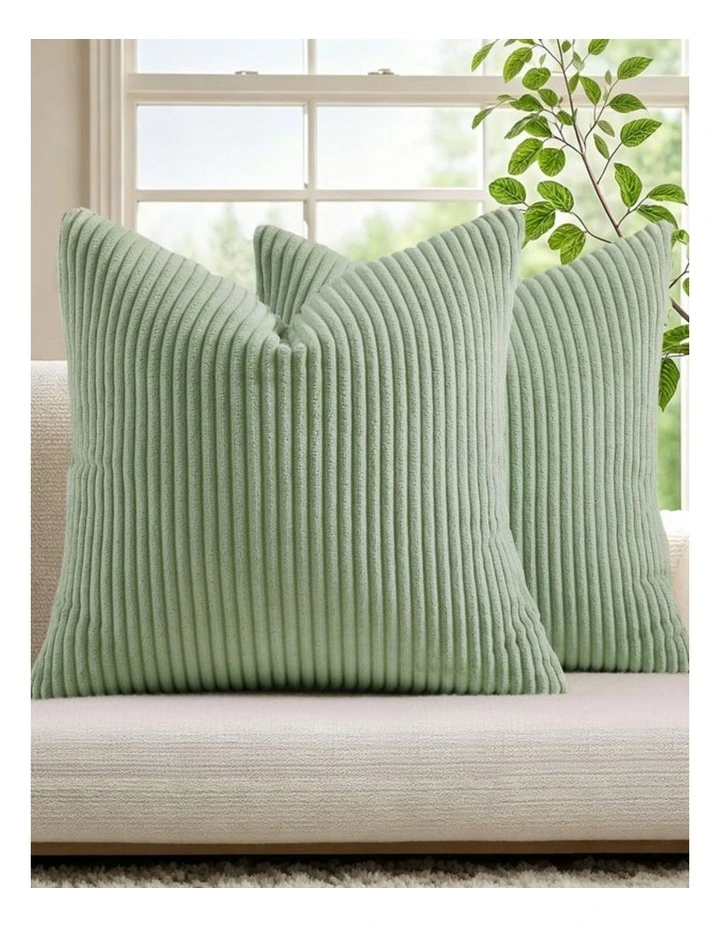 GIOIA CASA Corduroy Velvet European Pillowcases in Sage 2 Pack image 2