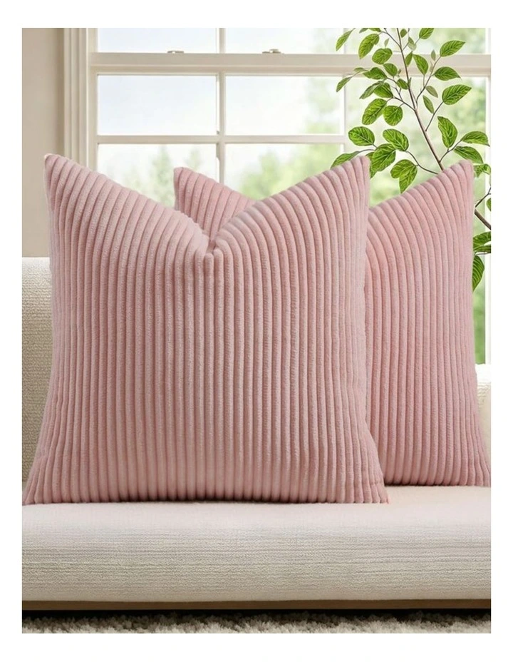 GIOIA CASA Corduroy Velvet European Pillowcases in Pink 2 Pack image 2