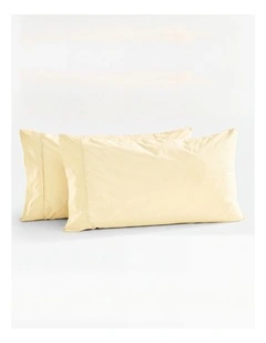 Dreamaker 300TC Cotton Percale King Pillowcase Twin Pack in Butter Yellow