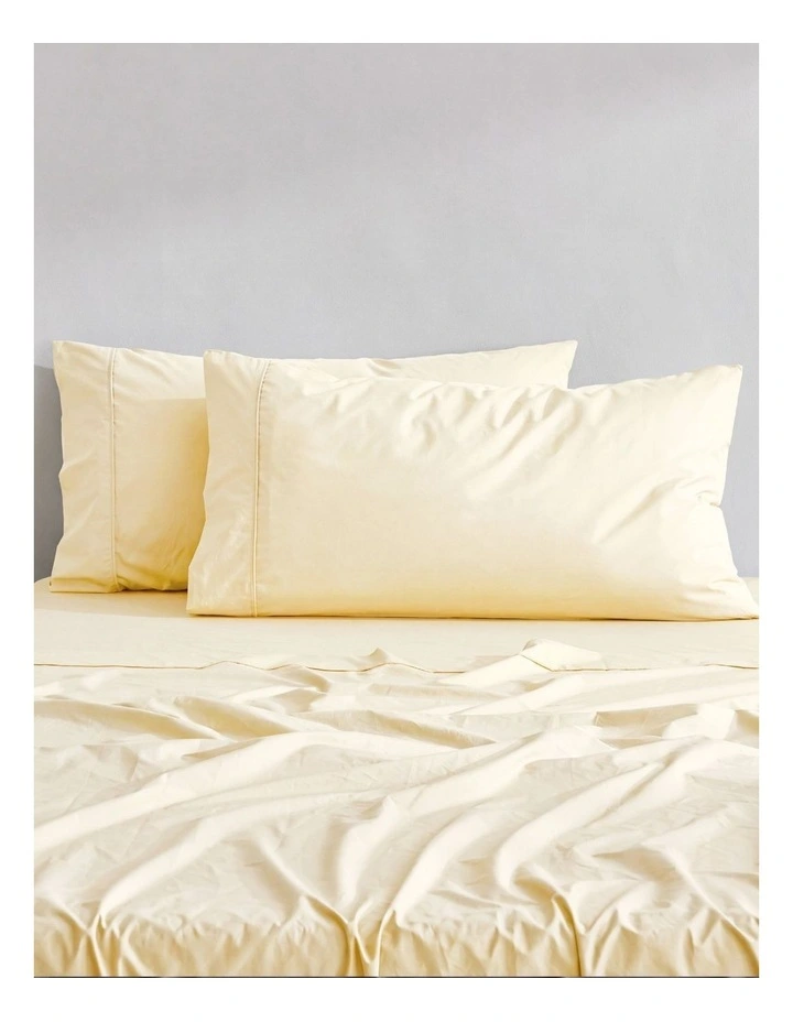 Dreamaker 300TC Cotton Percale King Pillowcase Twin Pack in Butter Yellow image 2