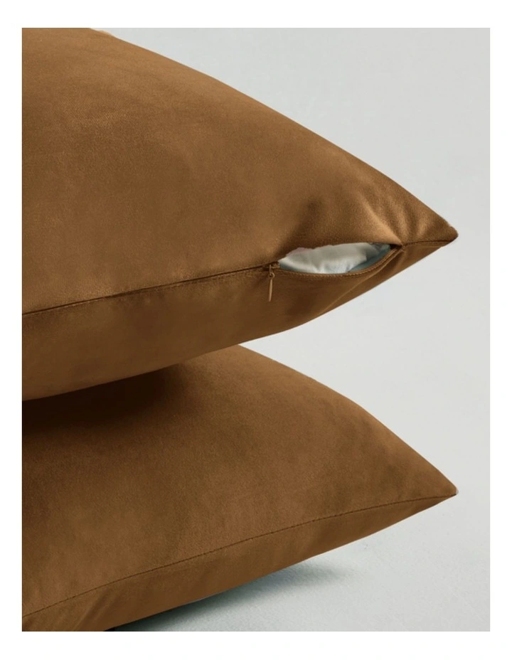 GIOIA CASA Velvet European Pillowcases in Ochre 2 Pack image 2