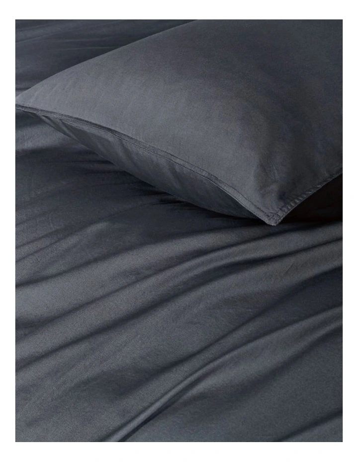GIOIA CASA Vintage Washed Cotton Standard Pillowcases in Charcoal 2 Pack image 3