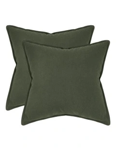 GIOIA CASA Linen-Cotton European Pillowcases in Khaki Green 2 Pack