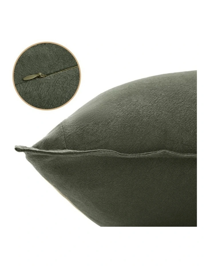 GIOIA CASA Linen-Cotton European Pillowcases in Khaki Green 2 Pack image 2