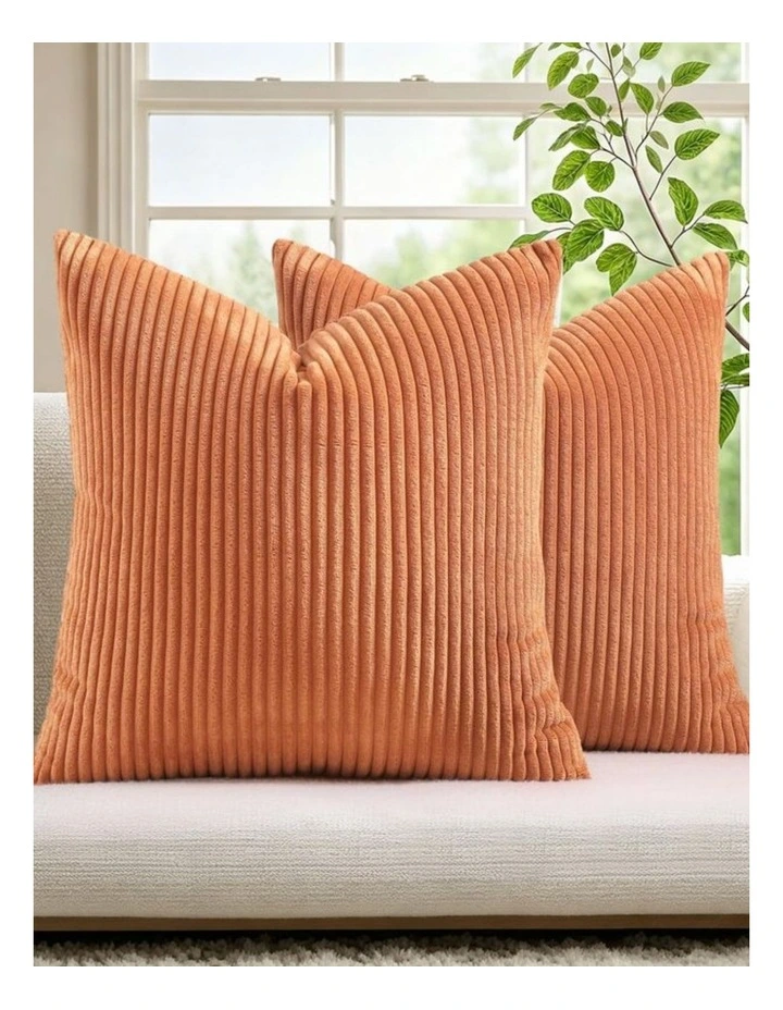 GIOIA CASA Corduroy Velvet European Pillowcases in Terracotta 2 Pack image 2