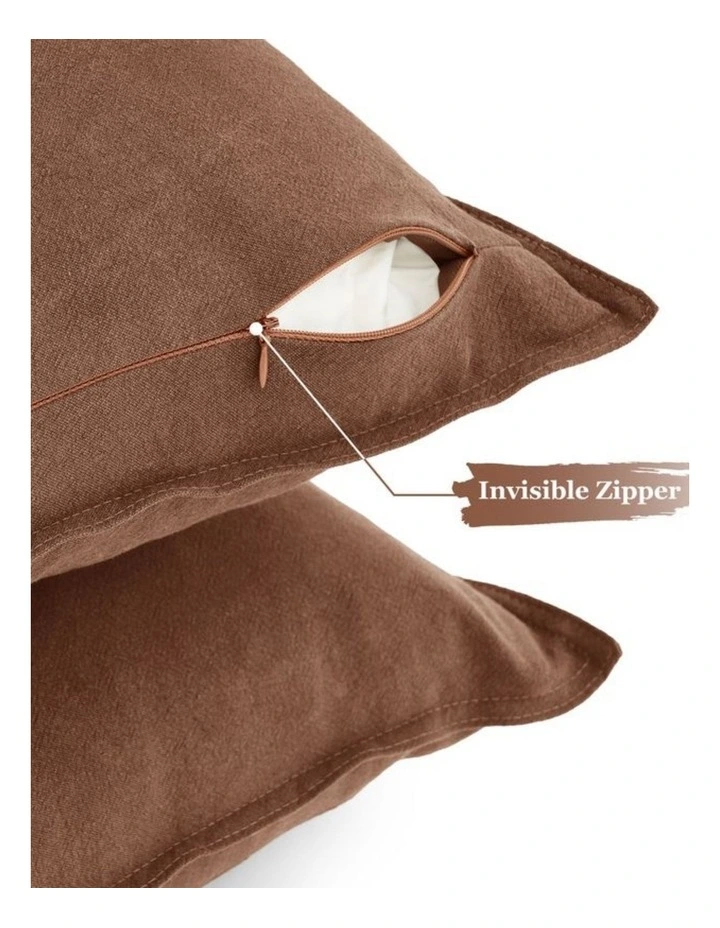 GIOIA CASA Linen-Cotton European Pillowcases in Cocoa Brown 2 Pack image 3