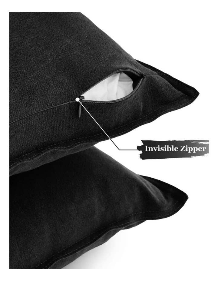 GIOIA CASA Linen-Cotton European Pillowcases in Black 2 Pack image 3