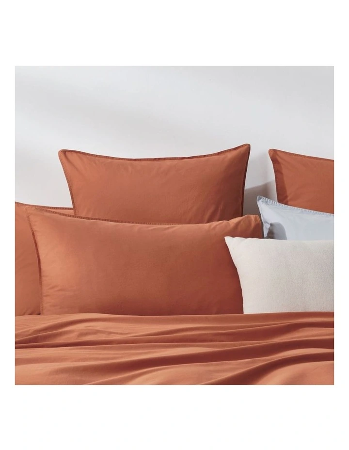 GIOIA CASA Vintage Washed Cotton Standard Pillowcases in Brick 2 Pack image 2