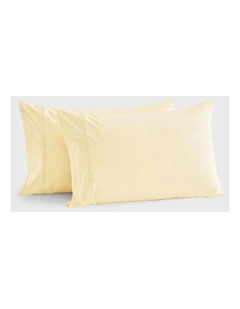 Dreamaker 300TC Cotton Percale Standard Pillowcase Twin Pack in Butter Yellow