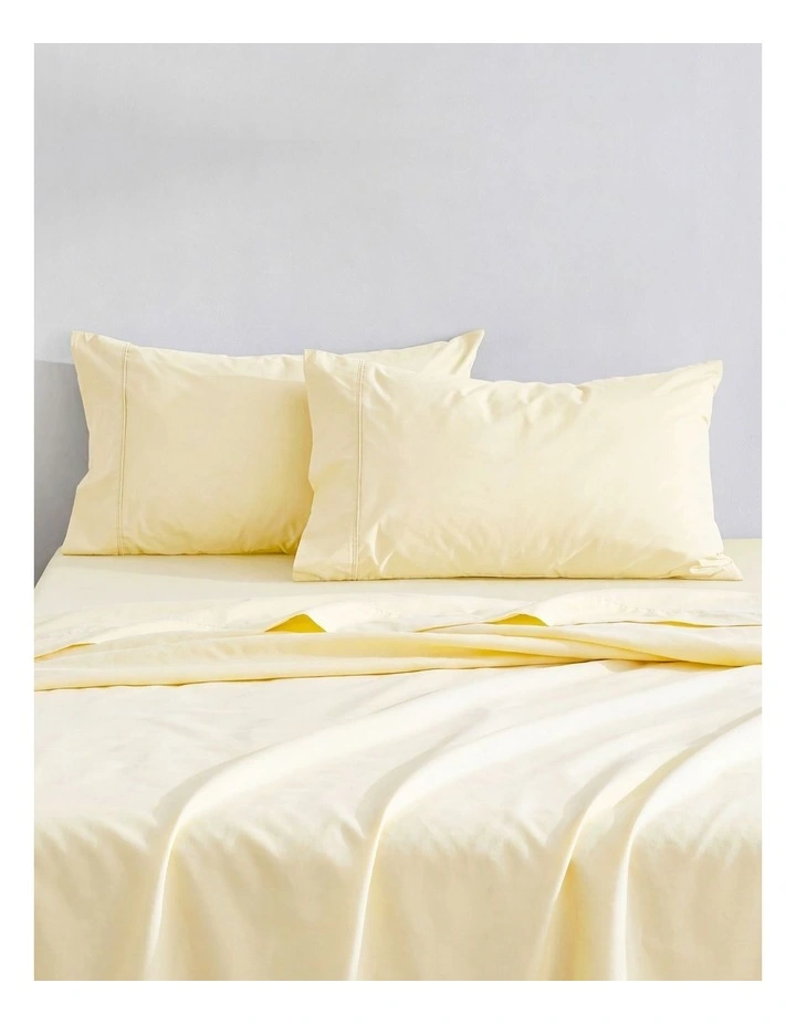 Dreamaker 300TC Cotton Percale Standard Pillowcase Twin Pack in Butter Yellow image 2