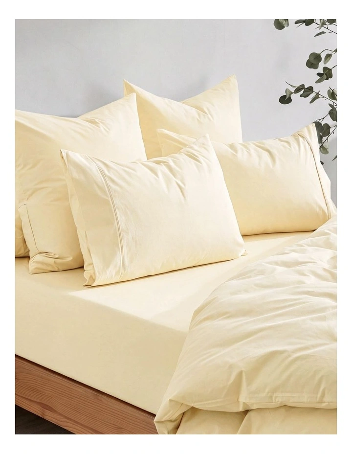 Dreamaker 300TC Cotton Percale Standard Pillowcase Twin Pack in Butter Yellow image 5