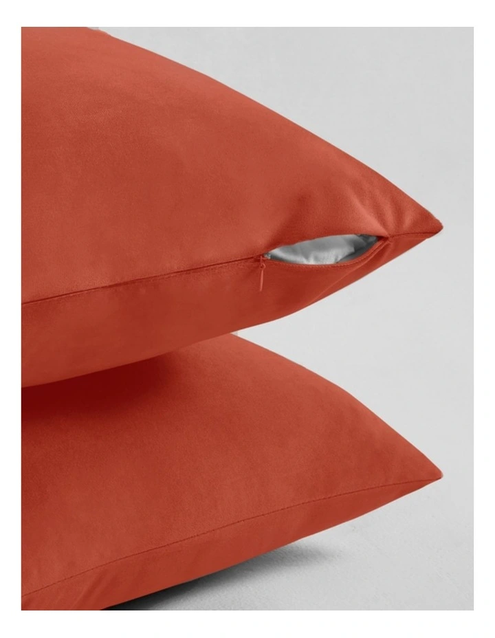 GIOIA CASA Velvet European Pillowcases in Burnt Orange 2 Pack image 2