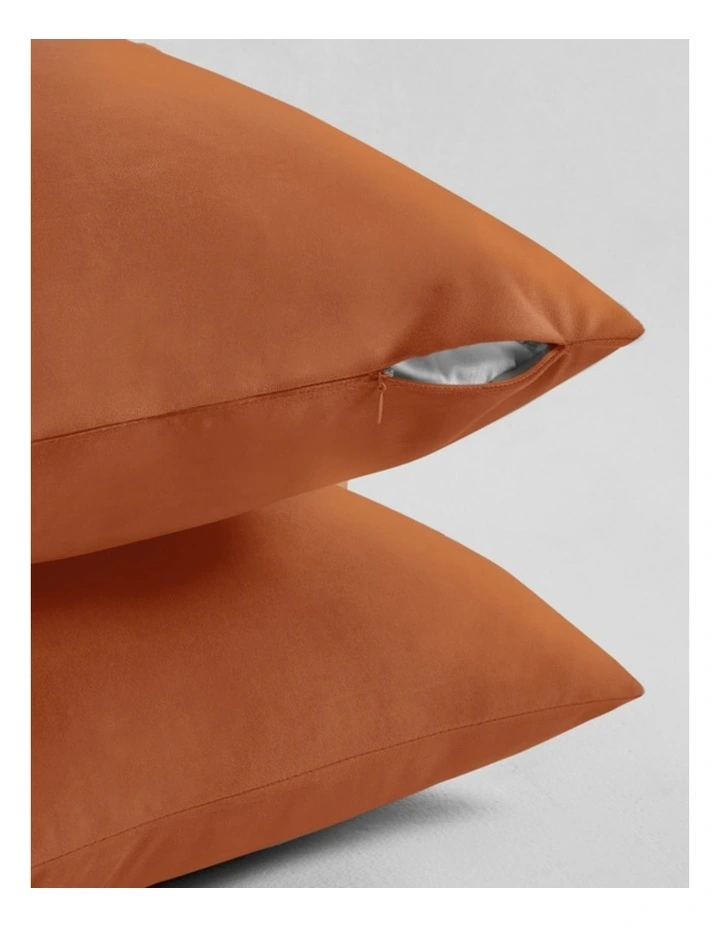 GIOIA CASA Velvet European Pillowcases in Terracotta 2 Pack image 2