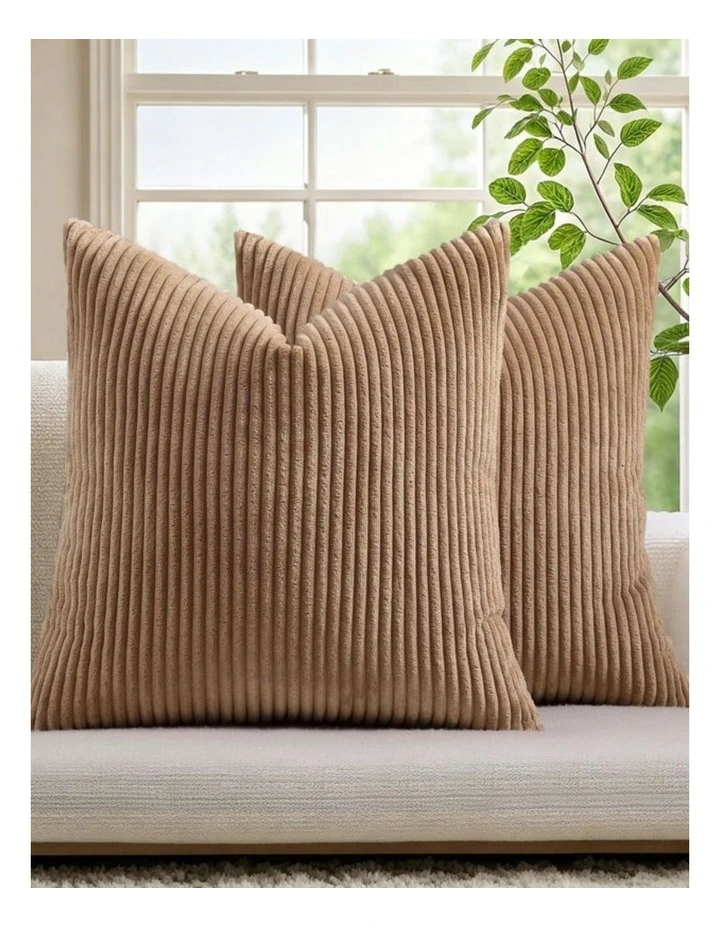 GIOIA CASA Corduroy Velvet European Pillowcases in Camel 2 Pack image 2