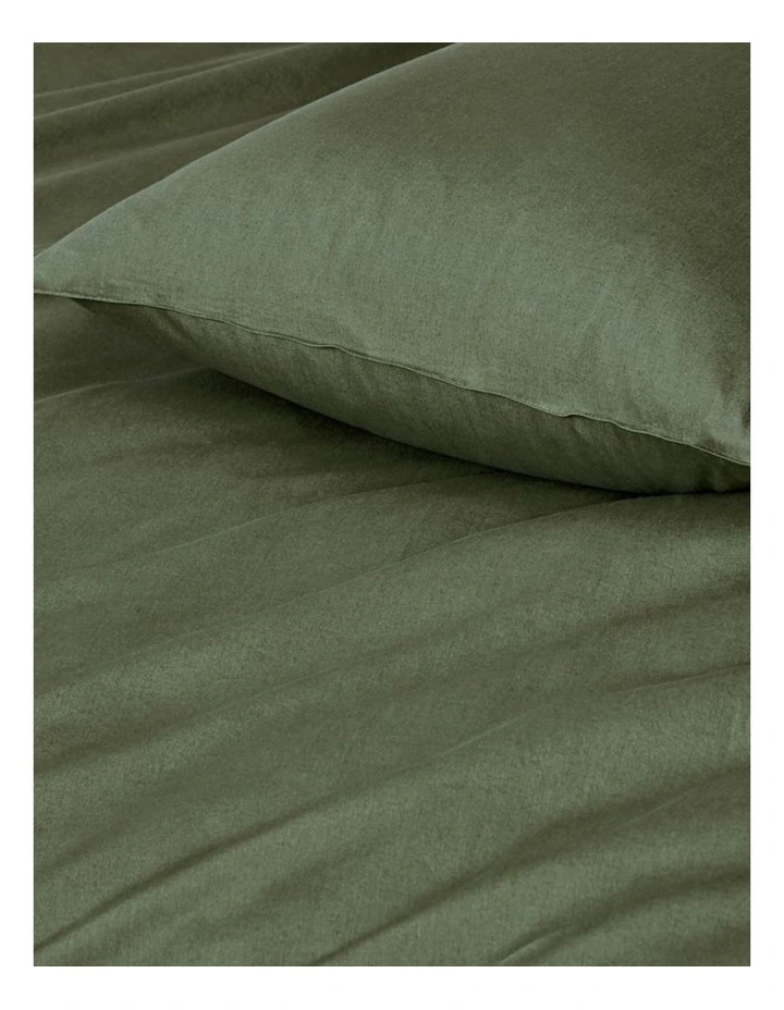 GIOIA CASA Vintage Washed Cotton Standard Pillowcases in Khaki Green 2 Pack image 3