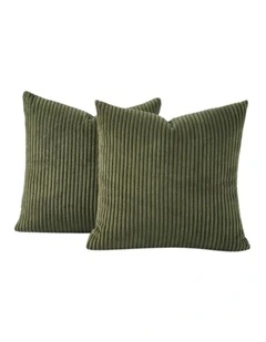 GIOIA CASA Corduroy Velvet European Pillowcases in Olive Green 2 Pack