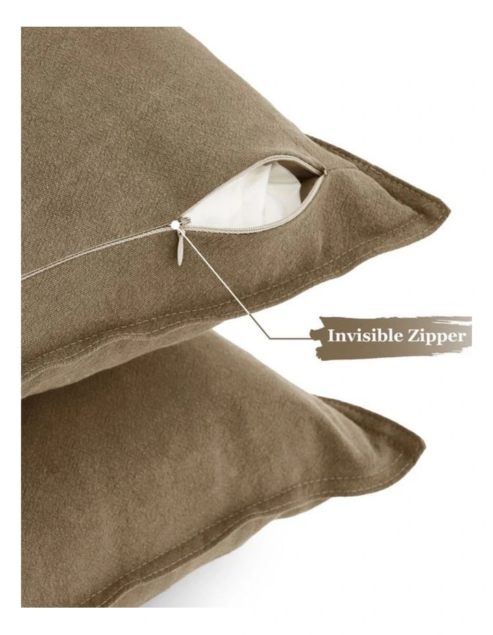 GIOIA CASA Linen-Cotton European Pillowcases in Tan 2 Pack image 3