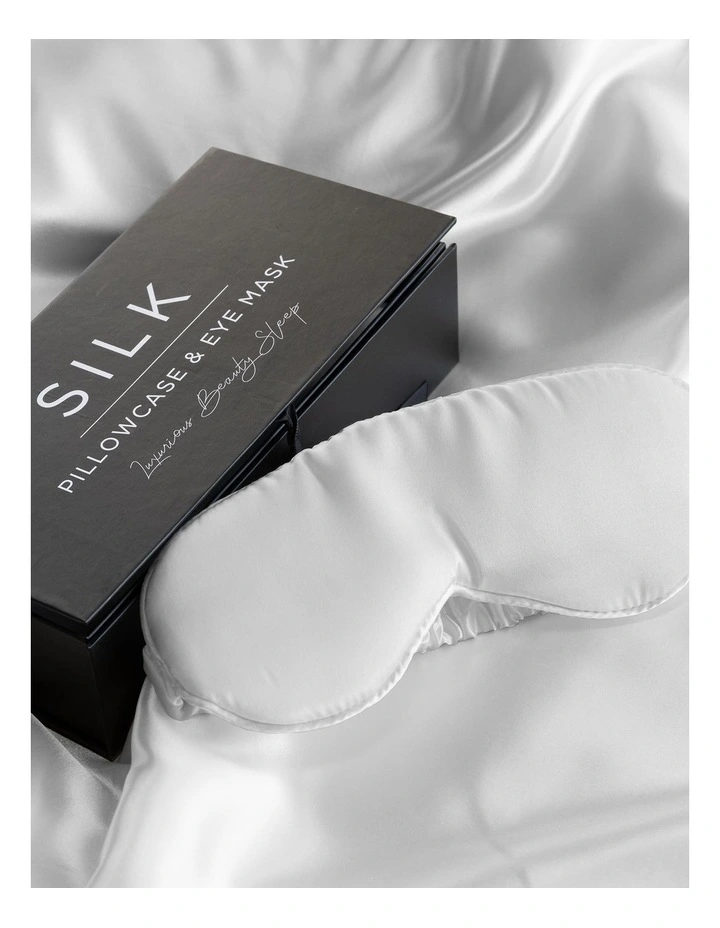 White Silk Pillowcase & Eye Mask Pack image 1