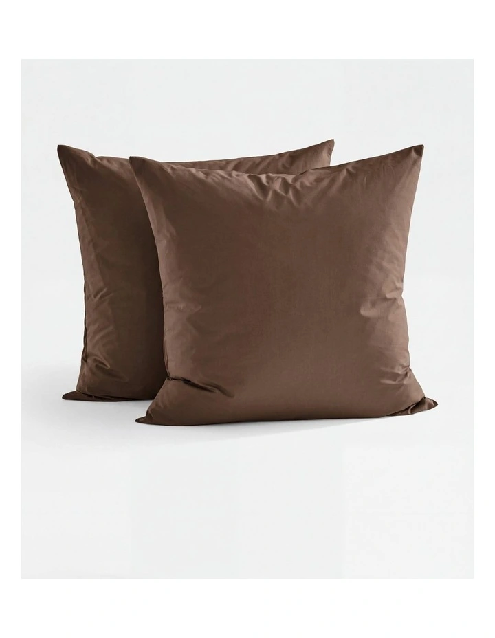 Dreamaker 300TC Cotton Percale Euro Pillowcase Twin Pack in Chocolate image 1