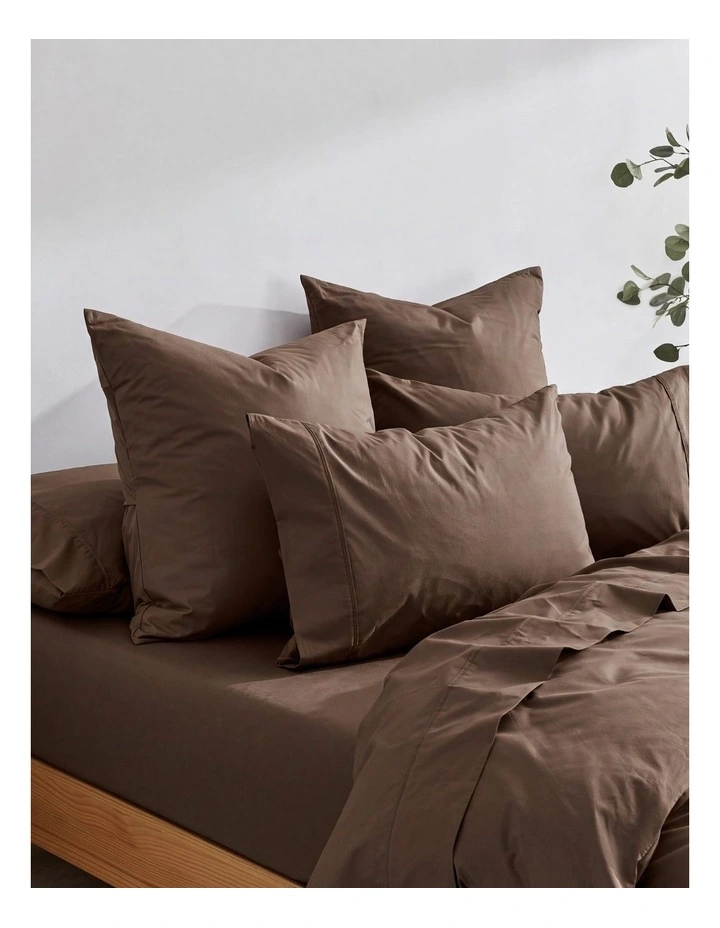 Dreamaker 300TC Cotton Percale Euro Pillowcase Twin Pack in Chocolate image 4