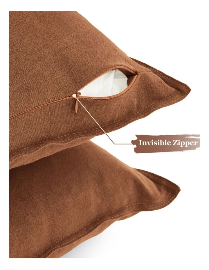 GIOIA CASA Linen-Cotton European Pillowcases in Terracotta 2 Pack image 3