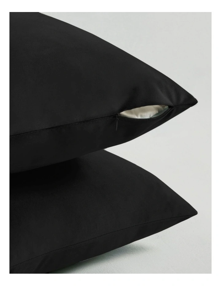 GIOIA CASA Velvet European Pillowcases in Black 2 Pack image 2
