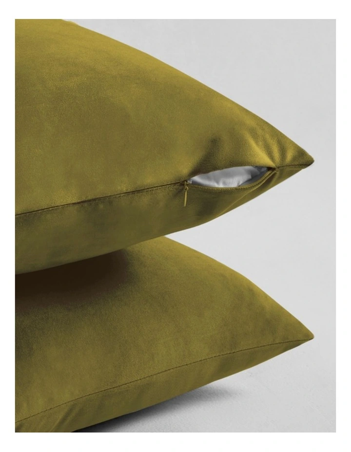 GIOIA CASA Velvet European Pillowcases in Olive Green 2 Pack image 2