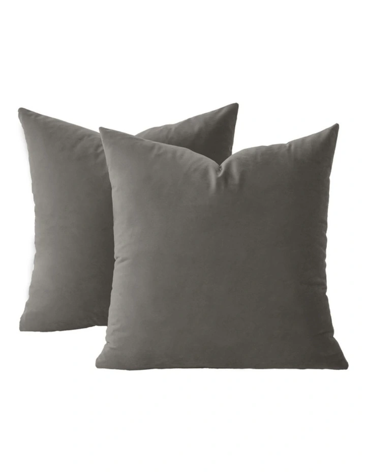 GIOIA CASA Velvet European Pillowcases in Dark Grey 2 Pack image 1
