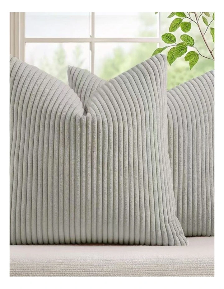 GIOIA CASA Corduroy Velvet European Pillowcases in Light Grey 2 Pack image 2