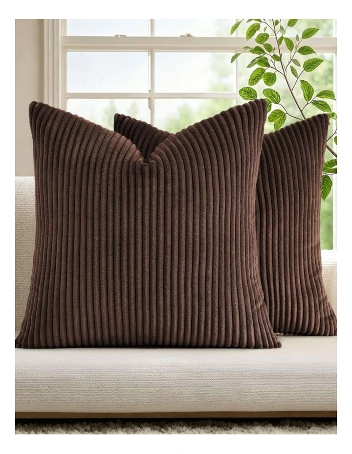 GIOIA CASA Corduroy Velvet European Pillowcases in Brown 2 Pack image 2