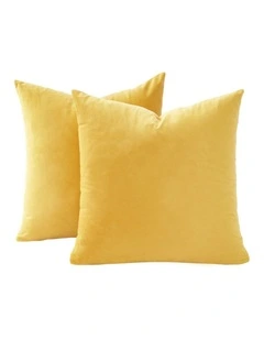 GIOIA CASA Velvet European Pillowcases in Yellow 2 Pack