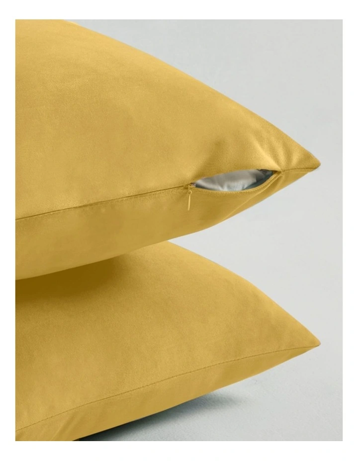 GIOIA CASA Velvet European Pillowcases in Yellow 2 Pack image 2