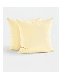 Dreamaker 300TC Cotton Percale Euro Pillowcase Twin Pack in Butter Yellow