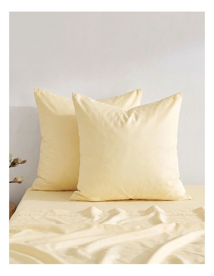 Dreamaker 300TC Cotton Percale Euro Pillowcase Twin Pack in Butter Yellow image 2